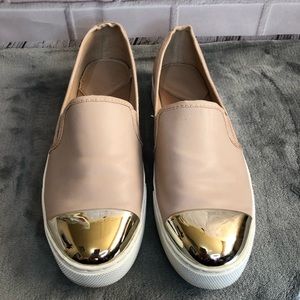 Stradivarius blush pink slip on sneakers silver point